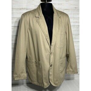 Duluth Trading Co. Presentation Jacket Mens LARGE Khaki Coat Twill Blazer 85373